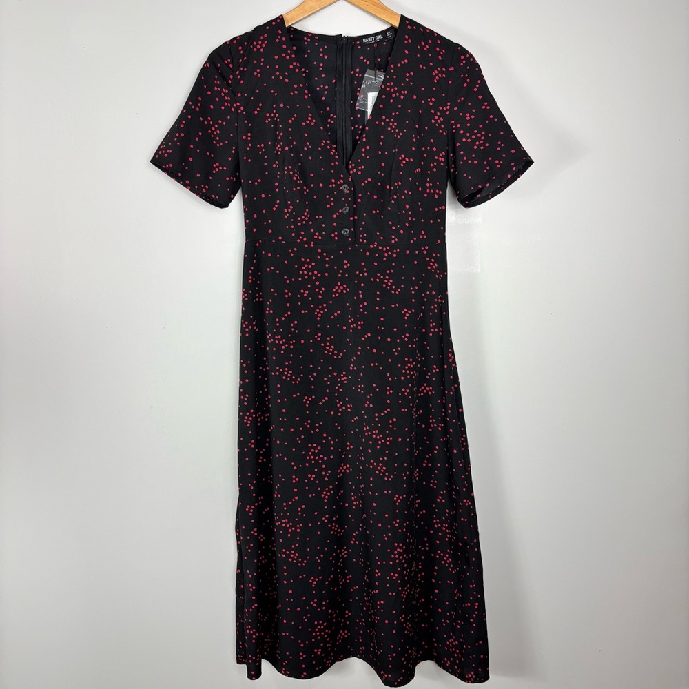 Nasty Gal Black Dress with Red Dots